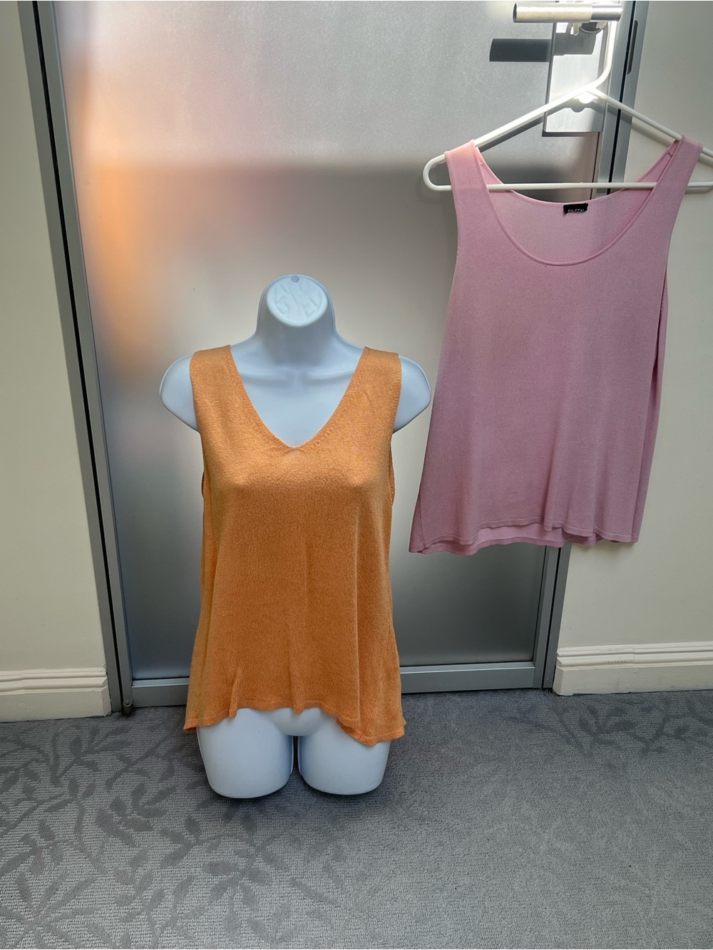 2 Eileen Fisher tank tops size L in perfect shape.